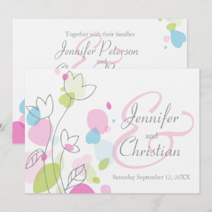 Graphic modern flower petals wedding invite
