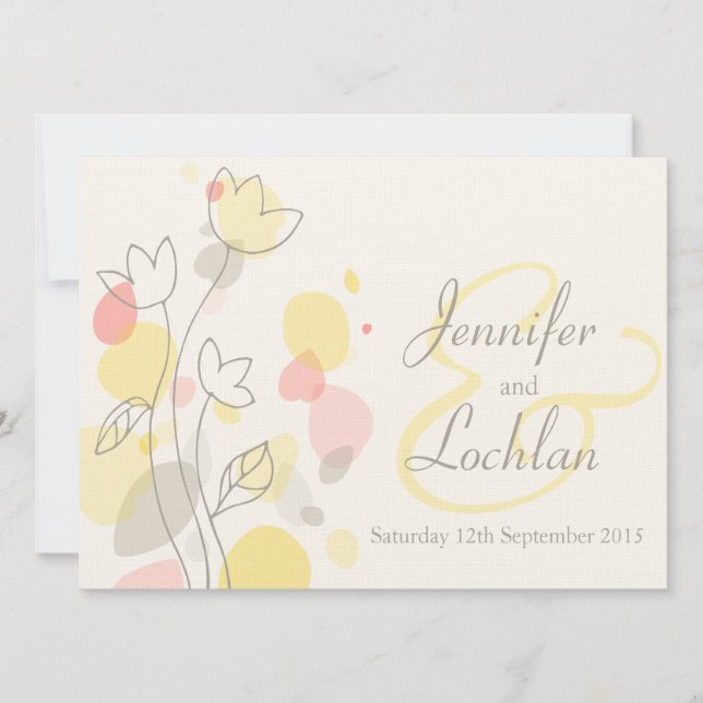 Graphic modern flower petals wedding invites (Front)