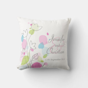 Graphic modern flower petals wedding pillow