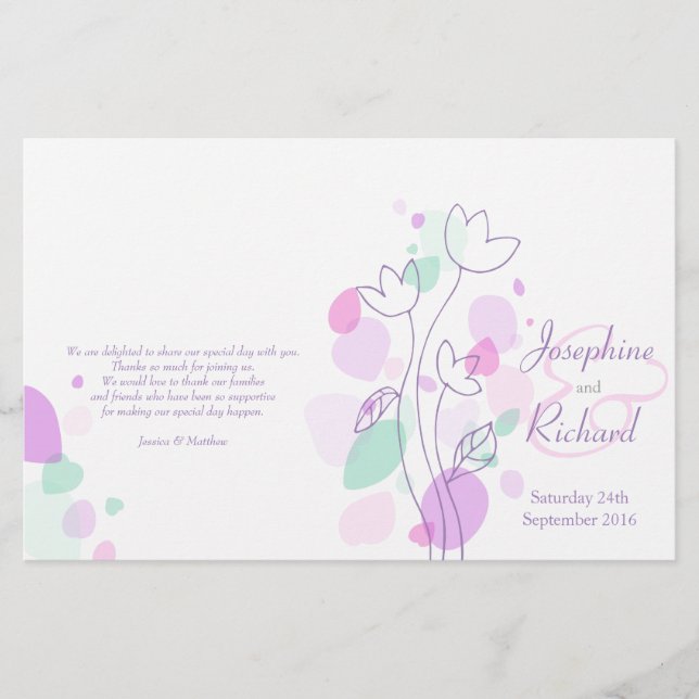 Graphic modern flower petals Wedding Programme (Front)