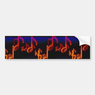 Graphic music symbols over black bumper sticker