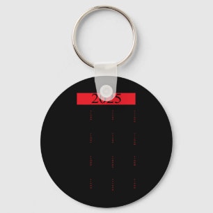 Graphic New Year 2025 Calendar With Holidays In Re Keychain