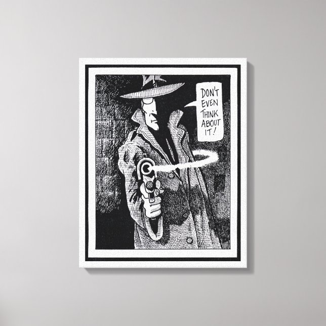 Graphic novel hero pointing a gun canvas print (Front)