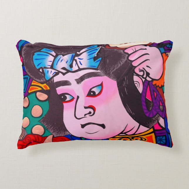 Graphic on Japanese Traditional Kiteart,kite,samur Accent Pillow (Front)