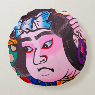 Graphic on Japanese Traditional Kiteart,kite,samur Round Pillow