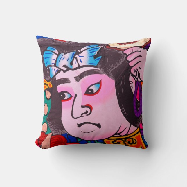 Graphic on Japanese Traditional Kiteart,kite,samur Throw Pillow (Front)