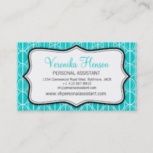 Graphic ovals aqua, black & white business card