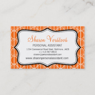 Graphic ovals orange, black & white business card