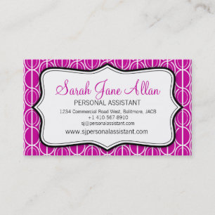 Graphic ovals pink, black & white business card