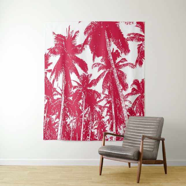 Graphic Palm Trees Design Tapestry (In Situ)
