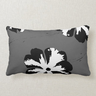 Graphic Pansy Grey, Black & White Lumbar Pillow