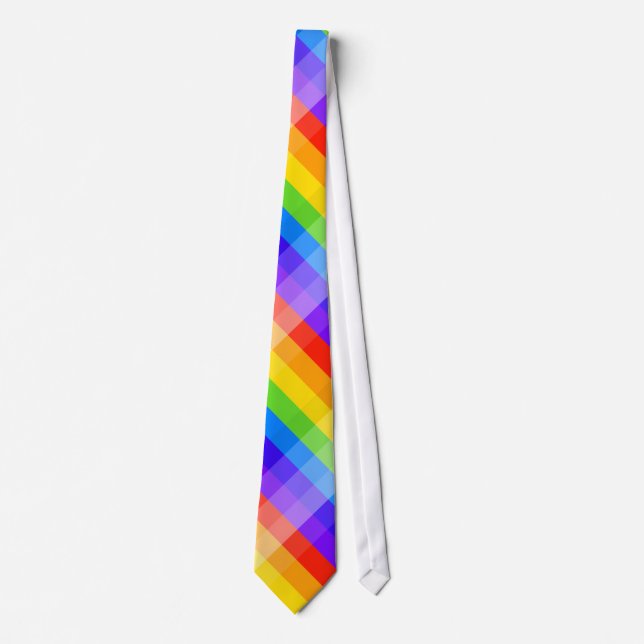Graphic Pattern in Rainbow Colours. Tie (Front)