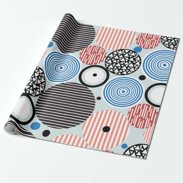 graphic pattern of multicolored circles of differe wrapping paper (Unrolled)