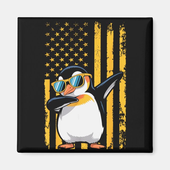 Graphic Penguin Retro American Flag Funny Penguin  Magnet (Front)