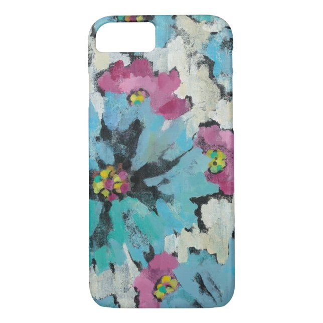 Graphic Pink and Blue Floral Case-Mate iPhone Case (Back)