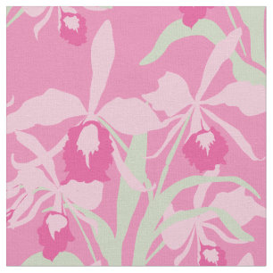 Graphic pink orchid floral patterned fabric