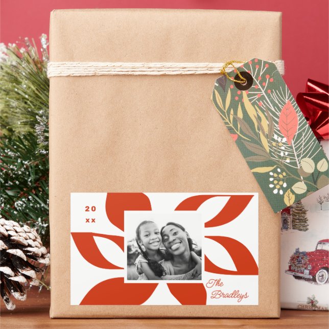 Graphic Poinsettia Holiday Photo Sticker (Holiday)