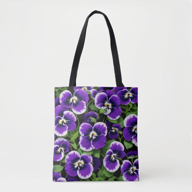 Graphic Purple Pansies Tote Bag (Front)
