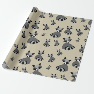 Graphic Raccoon Pattern Wrapping Paper