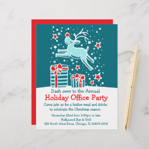 Graphic reindeer bright office party flyer