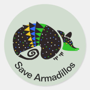 Graphic - Save ARMADILLOS - Wildlife - Nature - Classic Round Sticker