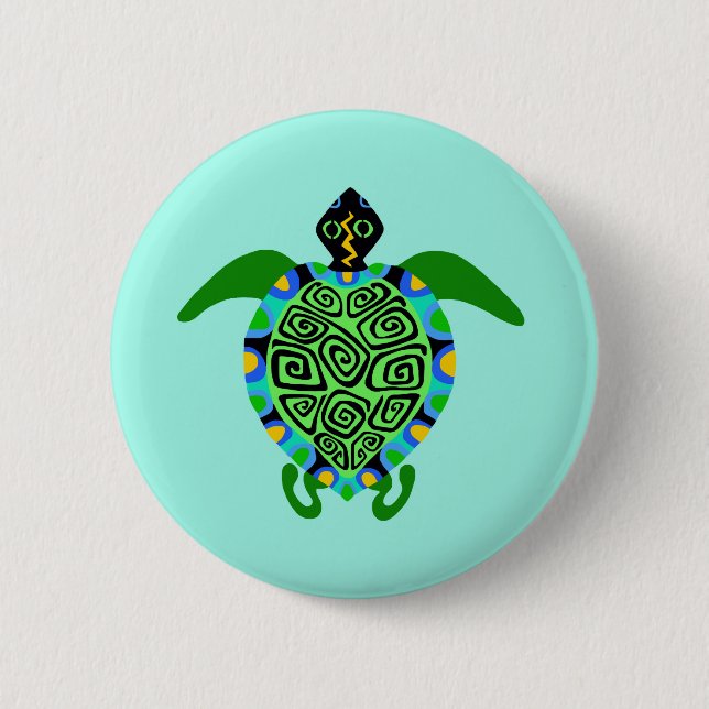 Graphic - Sea TURTLE- Animal lover - Ocean Aqua  2 Inch Round Button (Front)
