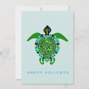 Graphic Sea TURTLE - Marine wildlife - Sea spray - Holiday Card