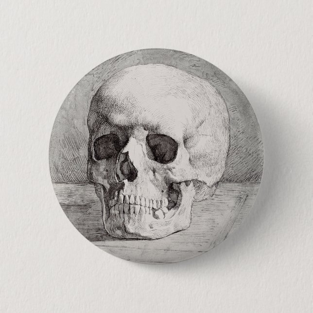 Graphic Skull Art: Minimalist & Bold Ink Design 2 Inch Round Button (Front)