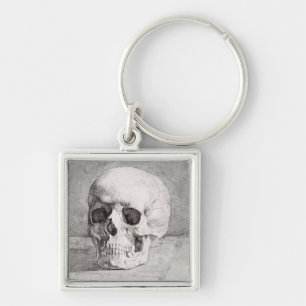 Graphic Skull Art: Minimalist & Bold Ink Design Keychain