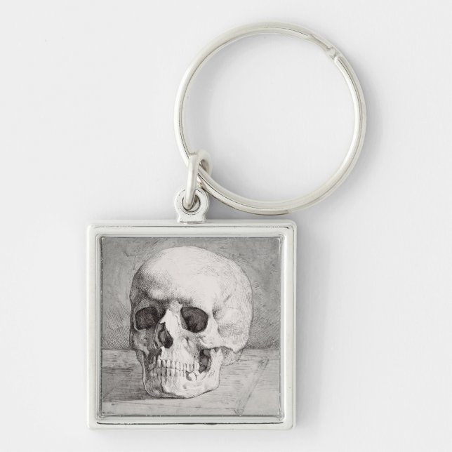 Graphic Skull Art: Minimalist & Bold Ink Design Keychain (Front)