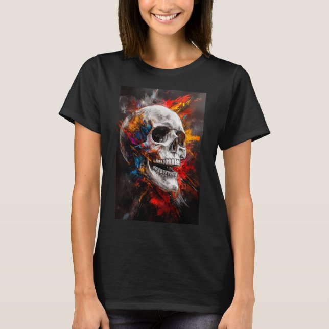 Graphic Skull with Exploding Colours T-Shirt (Front)