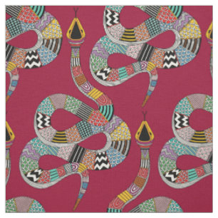 graphic snake crimson red fabric