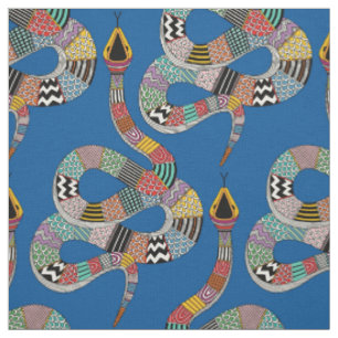 graphic snake electric blue fabric