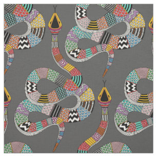 graphic snake grey fabric