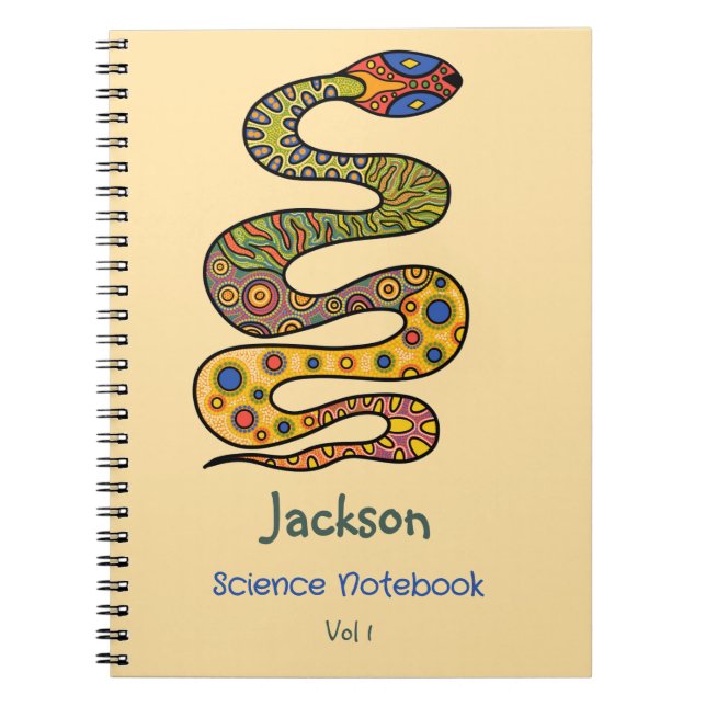 Graphic Snake Named School Subject  Notebook (Front)