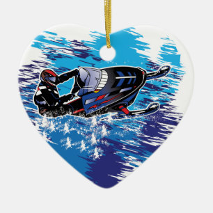 Graphic Snowmobiler Ceramic Ornament