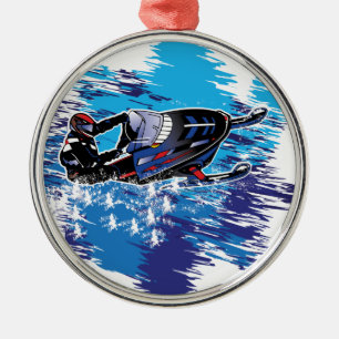 Graphic Snowmobiler Metal Ornament