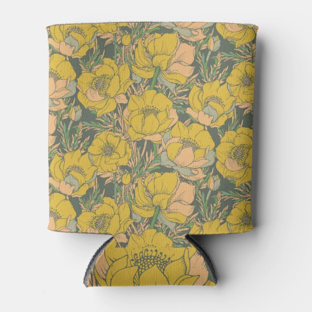 Graphic Spring Trollius Flowers Can Cooler (Front)