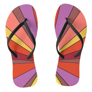 Graphic Sunset Printed on black Flip Flops
