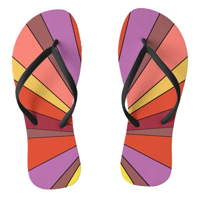 Graphic Sunset Printed on black Flip Flops (Footbed)
