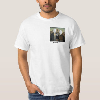Graphic t-shirt image parody American Gothic.