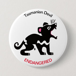Graphic TASMANIAN DEVIL -Endangered animal -Nature 3 Inch Round Button