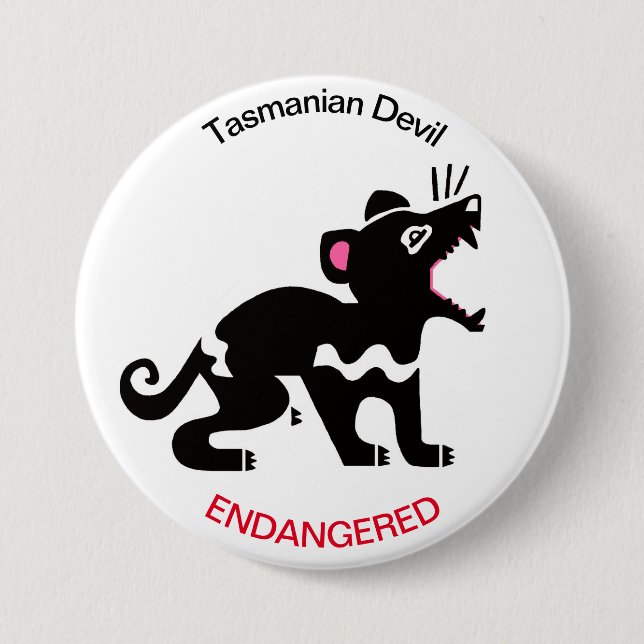 Graphic TASMANIAN DEVIL -Endangered animal -Nature 3 Inch Round Button (Front)