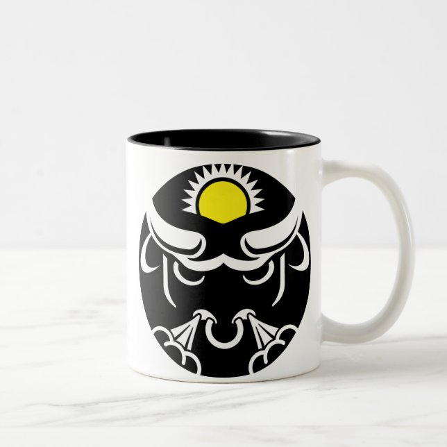 Graphic Taurus Bull with Sun Two-Tone Coffee Mug (Right)