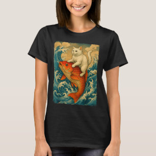 Graphic Tee Men Women Funny Cat Koi Japanese Art W