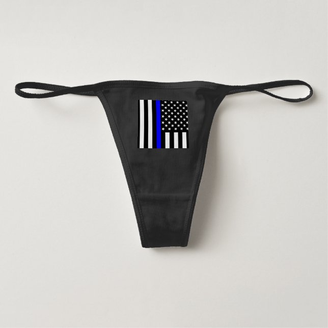 Graphic Thin Blue Line Display US Flag Underwear (Front)