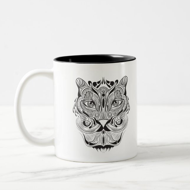 Graphic Tiger Two-Tone Coffee Mug (Left)