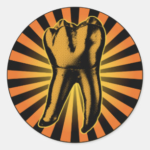 Graphic Tooth Emblem Classic Round Sticker