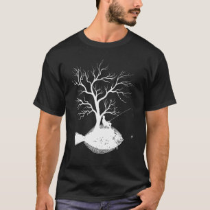 Graphic Tree Fishing Rod Fish Fluke T-Shirt