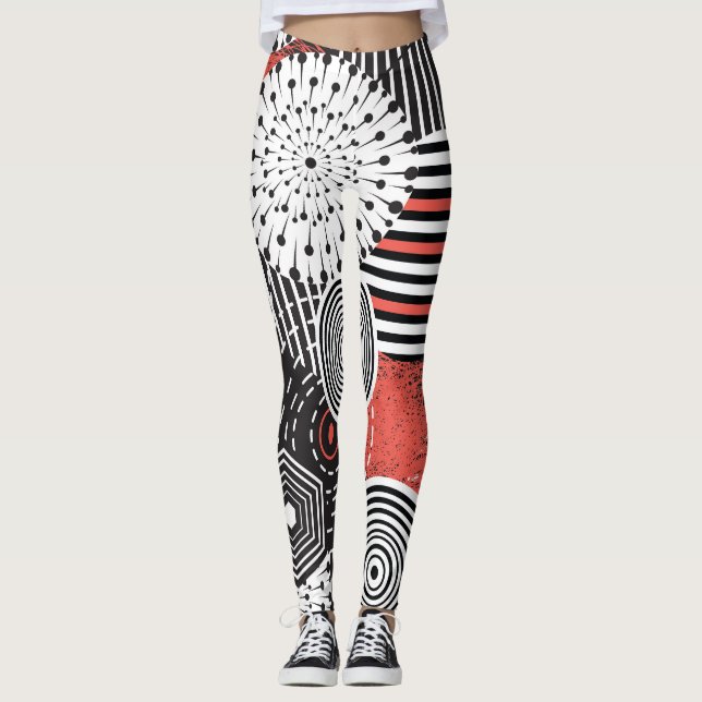 Graphic Vintage Abstract Illustration Elements Leggings (Front)
